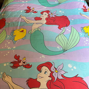 Vintage Disney Little Mermaid Princess Ariel Twin Flat Sheet Cutter Fabric